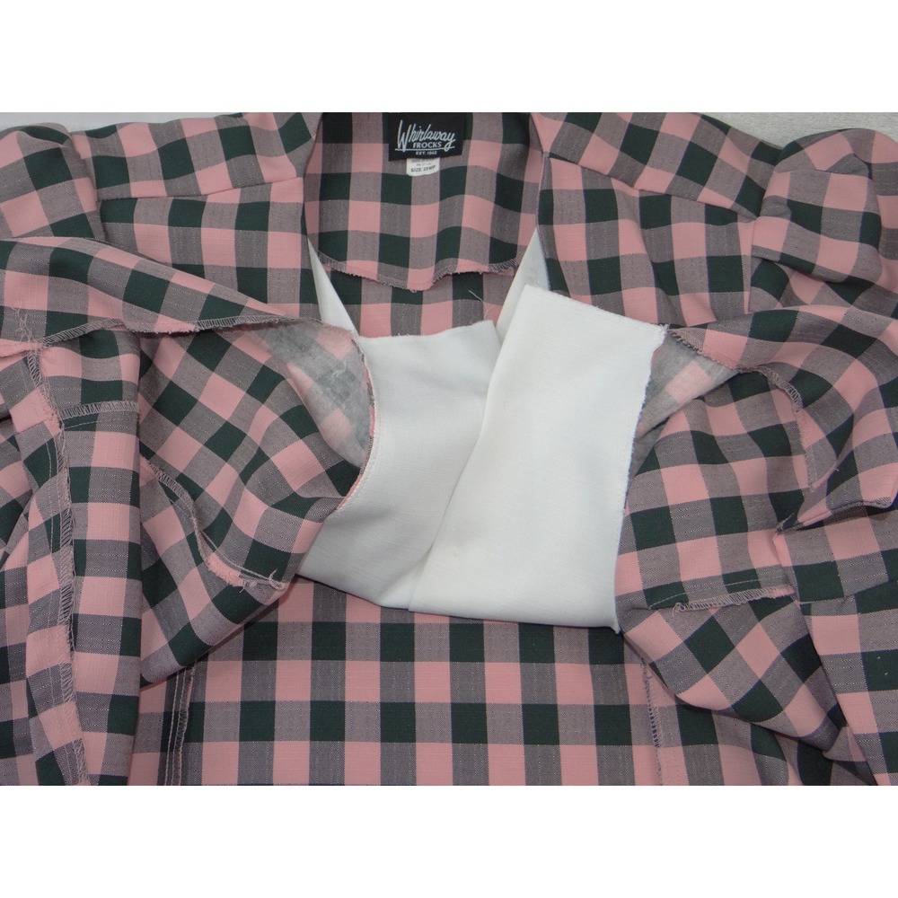 Whirlaway Frocks Vintage Pink Plaid Skirt Suit Set 22WP Puff Sleeve Made in USA - Picture 3 of 13